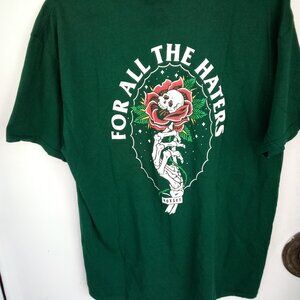 Boxset For All The Haters T-Shirt Unisex Size Med Skull/Rose Green 100% Cotton